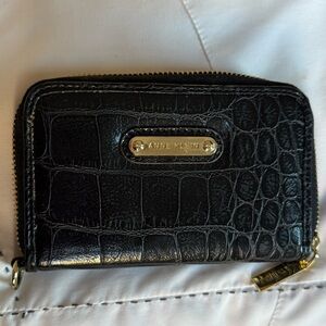 Anne Klein Black Croc-Embossed Zip Wallet